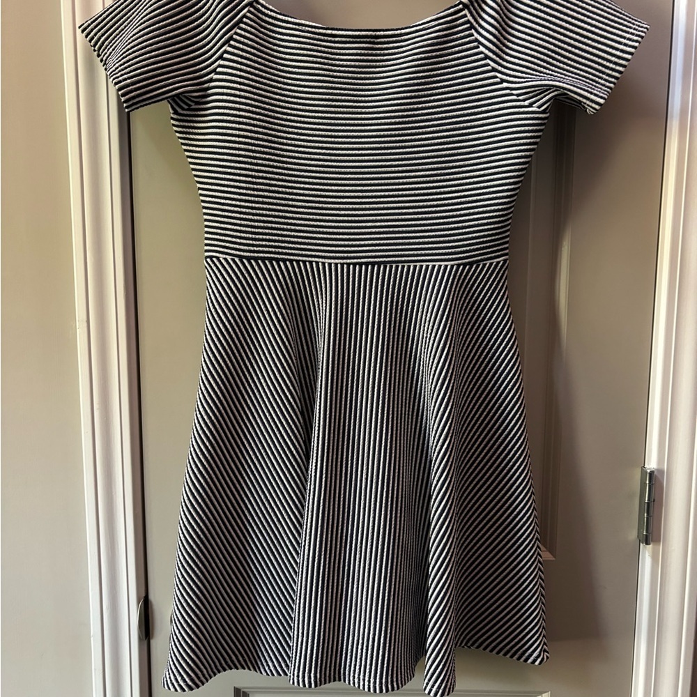 NWT Love Riche Navy Blue and White Striped Mini Dress - Picture 5 of 8